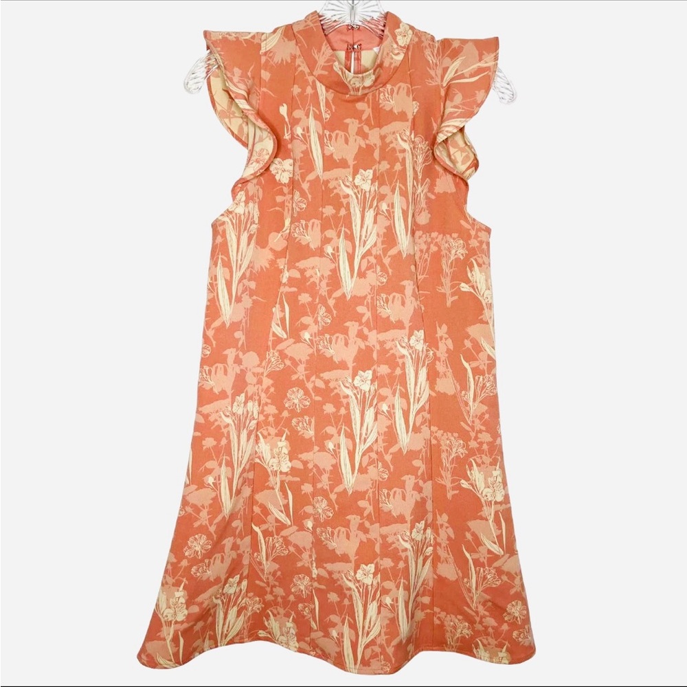 Floral Sleeveless Orange Dress